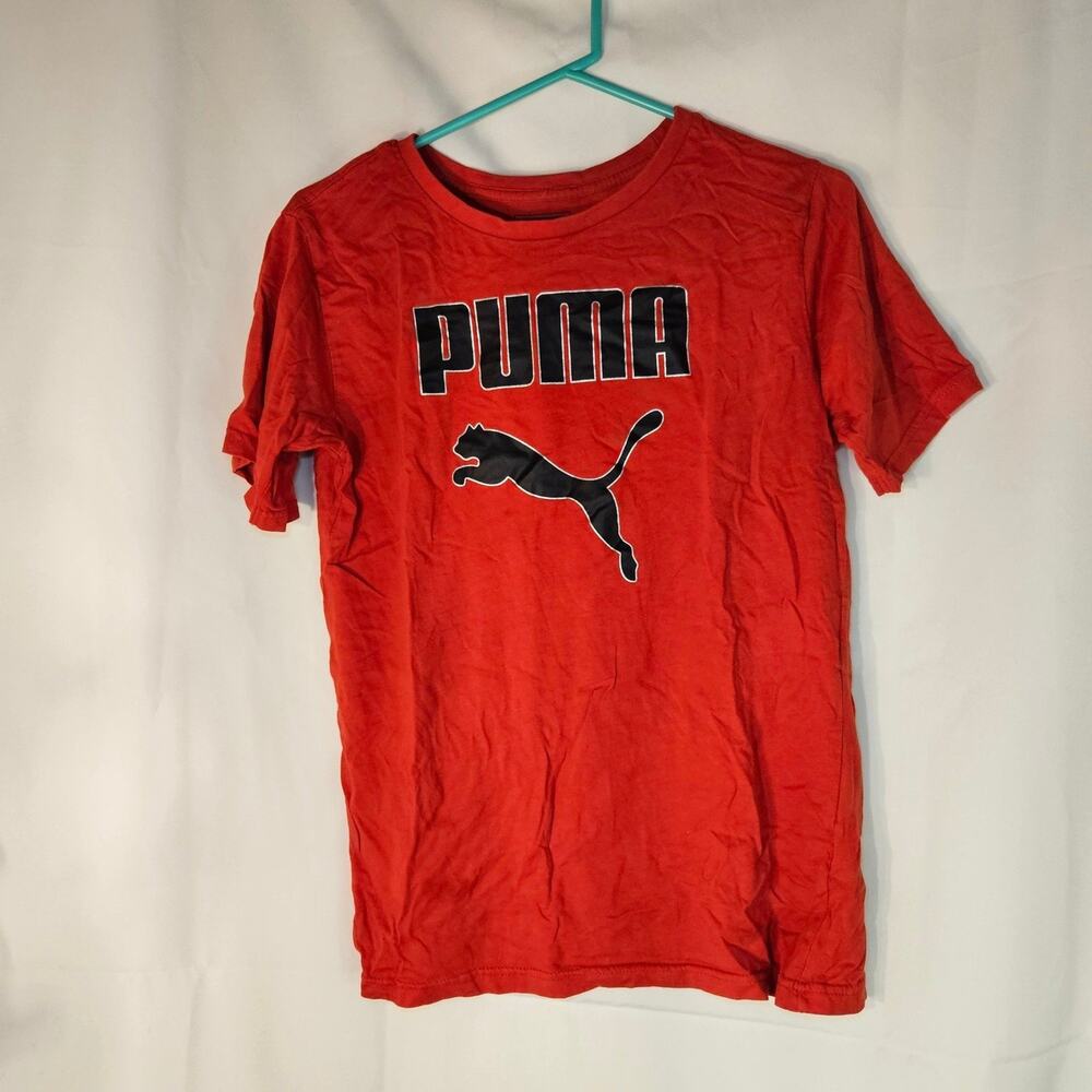 Puma Graphic T-Shirt Short Sleeve Logo Tee Activewear Red Size Youth